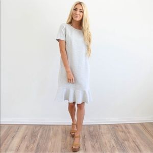 NWT Stevie Hender Light Gray Ruffle Hem Dress
